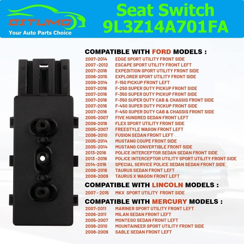 Citumo 9L3Z14A701A 6-Way Power Seat Adjuster Replacement for Mustang Edge Escape Expedition Seat Switch Replace OE PSW5 - Image 3